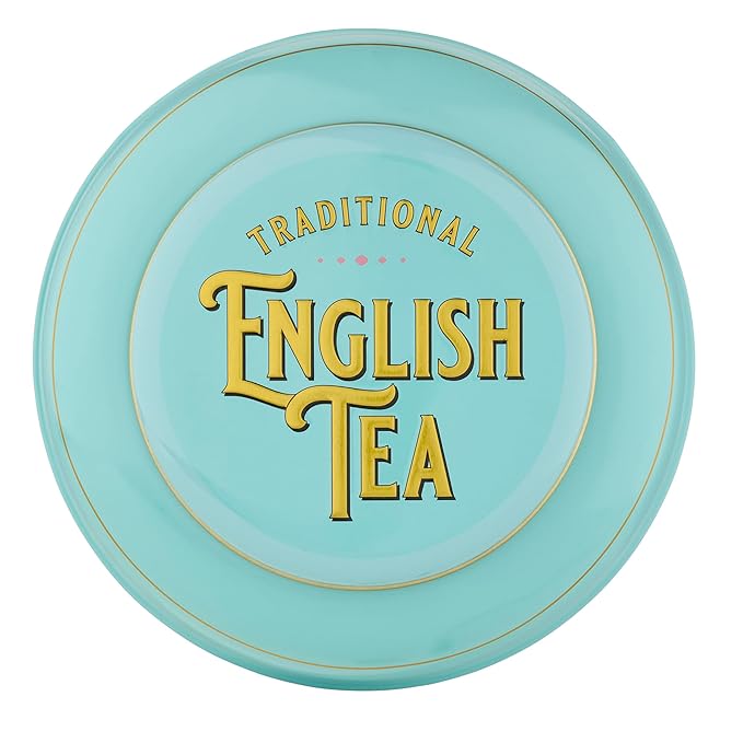 New English Teas Vintage Victorian Tea Tin with 240 English Breakfast Teabags for Tea Lovers, Forget Me Not Florals & Classic Tea Set Design