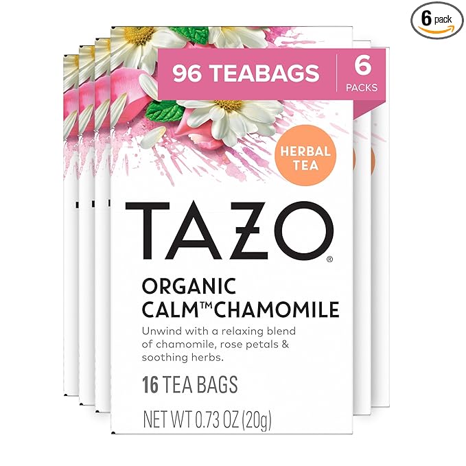 TAZO Calm Chamomile Herbal Tea Bags, Caffeine Free, 96 Total Tea Bags (16ct - Pack of 6)