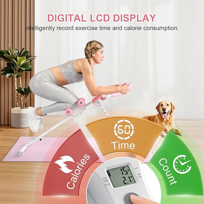 Home Gym Systems Ab Machine, Ab Workout Equipment, Adjustable Ab Trainer Machine for Abs Workout at Home Gym, Foldable, Knee Protection, Abdominal Trainer for Stomach