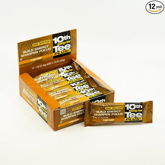 10th Tee PLUS+ Peanut Honey Bars made with Natural Ingredients | Golf Energy Bar, Easily Digestible Bar Healthy office Snacks | Best breakfast bars 12-45 grams bars