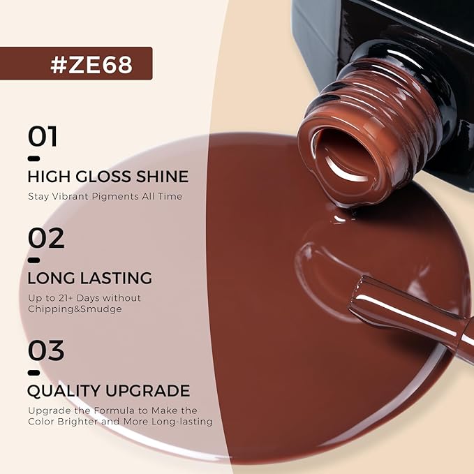 TOMICCA Dark Brown Gel Nail Polish, 15ml Brown Nail Polish, Autumn Winter Color Soak Off UV Neutral Gel Polish for Nail Art Manicure