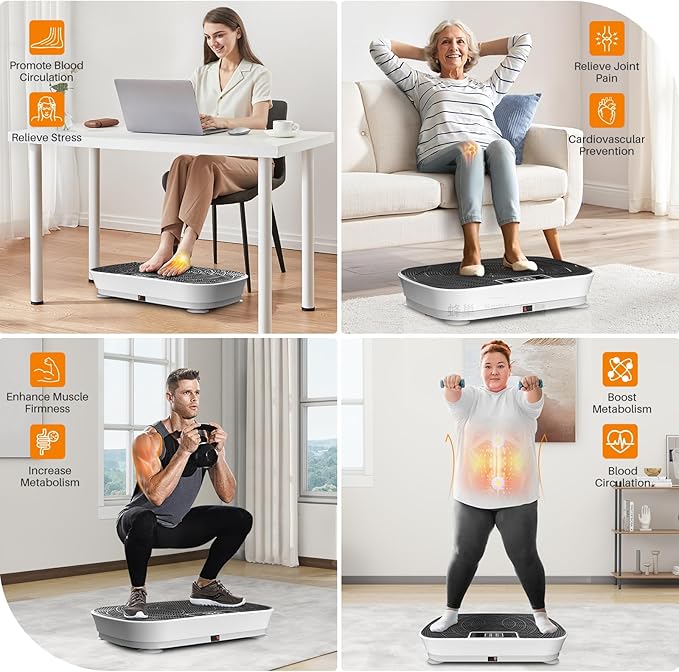 Vibration Plate Exercise Machine - 99 Speeds, 400LBS Capacity Quiet Whole Body Vibration Platform for Weight Loss & Lymphatic Drainage with Bluetooth Music, Remote & Touchscreen Control