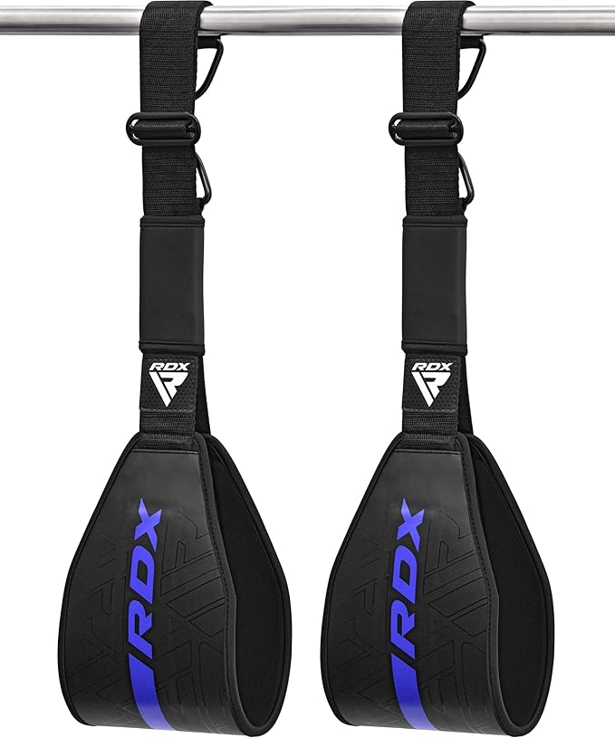 RDX AB Straps for Pull Up Bar Hanging (Pair), Maya Hide Leather, Abdominal Muscle Building Padded Arm Support Slings with D-Ring Strap, Leg Raise Exercise Fitness Workout Strength Training, Men Women