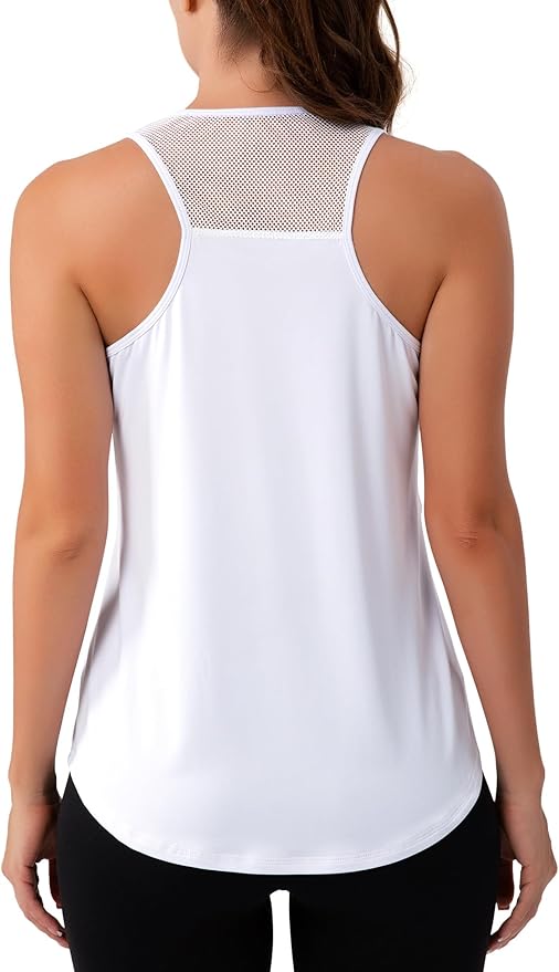 Aeuui Womens Workout Tops Sleeveless Racerback Tank Tops Mesh Yoga Athletic Running Shirts Gym Clothes for Women