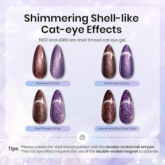 Beetles Pearl Gel Nail Polish Set - Ocean Treasures Gel Polish, 20 Colors Glitter Cat Eye Pink Red Mermaid Swirl Thread Effect Soak off UV Nail Gel for DIY Manicure Gift for Women