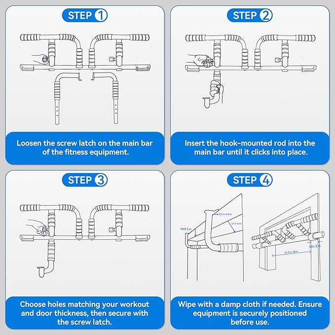 EPHESPORT New Version Pull Up Bar with Resistance Bands, No Screwing Pullup Bar for Doorway, Chin Ups Strength Training Equipment, Ergonomic Grip, USA Original Patent Design, 440 Lbs Capacity