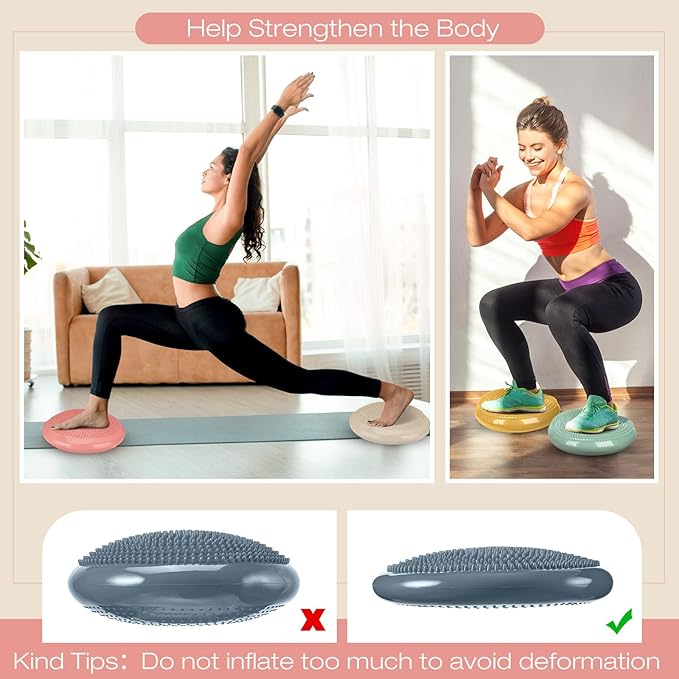 Amylove 6 Pcs Wiggle Seat Inflated Wobble Cushion for Sensory Kid 13 Inch Balance Disc Kids Flexible Seating Exercise Sensory Pad Chair Cushion for Classroom Office School