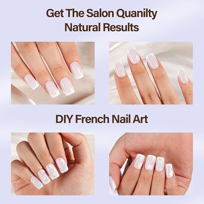 Misssixnails White French Gel Nail Tips, 150Pcs Soft Gel French Tip Press on Nails, Short Square Pre-shaped False Nails, No Need to File Fake Nails for Nail Art DIY