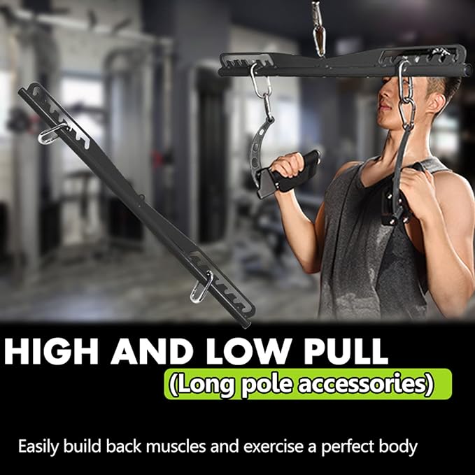 KORIKAHM Adjustable Lat Pull down Bar, Cable Machine Attachments for Gym, Home Gym Fitness T-bar Row Pulldown Attachments, Lat Pull Down Machine Wide Grip Neutral Grip Handle
