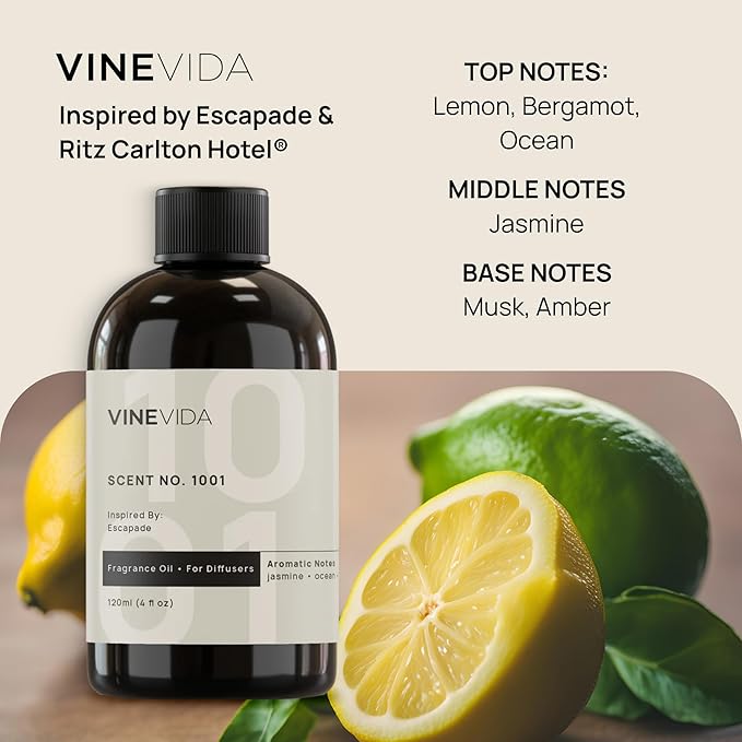 VINEVIDA 16oz Hotel Fragrance Collection Diffuser Oil - Cold Air Diffuser - Inspired by Ritz Carlton Hotel Scent No.1001
