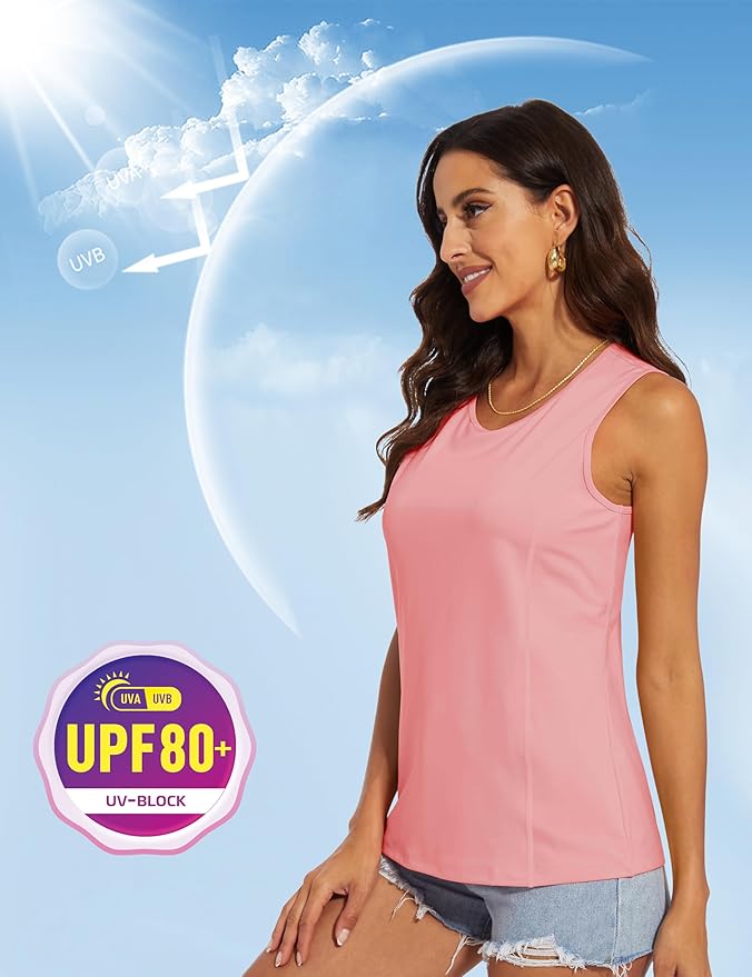 MAGCOMSEN Women's Sleeveless Workout Shirts UPF 80+ Dry Fit Running Wicking Tank Tops Athletic Gym Summer