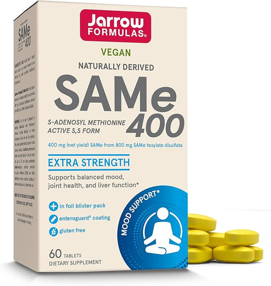 Jarrow Formulas Same 400 mg - 60 Tablets - Highest Concentration of Active S,S Form - Supports Joint Health, Liver Function, Brain Metabolism, Mood & Antioxidant Defense - 60 Servings