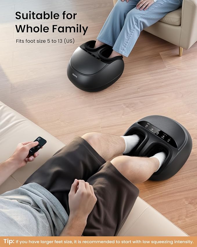 RENPHO Foot Massager Machine with Heat [2025 Upgraded], Shiatsu Foot Massager for Plantar Fasciitis, Birthday Gifts for Women, Wireless Control, FM059R-BK