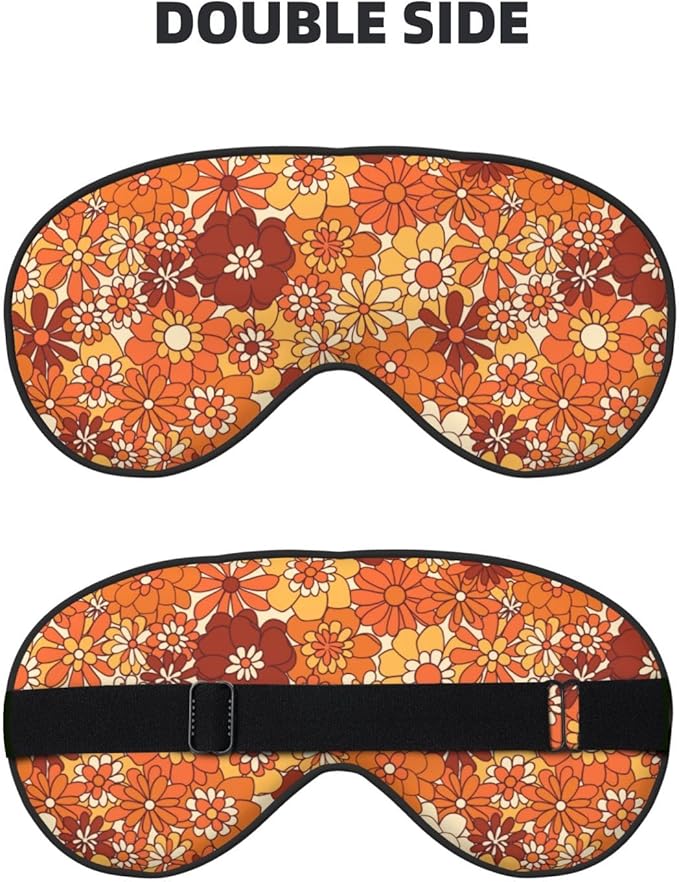 Sleep Eye Mask Vintage Boho Floral Hippie Flower Sleep Mask for Women Men Comfortable Eye Mask with Adjustable Strap Soft Eye Cover Blindfold for Travel Yoga Nap Shift Work
