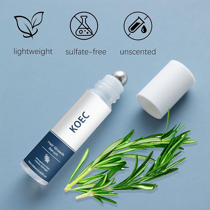 Hair Growth Essence Roll-On Bottle – 3% Rosemary, 3% Redensyl, and 2% Anagain – Lightweight, non-greasy scalp essence, free of preservatives and sulfates – Suitable for both men and women (1)