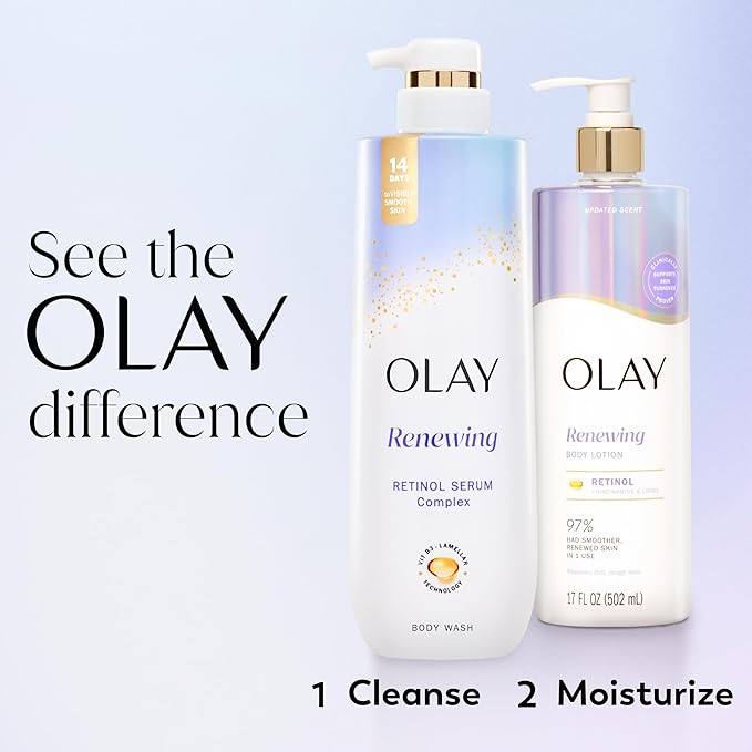 Olay Body Lotion for Women, Smoothing with Retinol Serum, Visibly Smoother Skin, 24hr Moisture & Hydration, Fast Absorbing Formula, Vitamin B3 Complex, For All Skin Types, 17 fl oz
