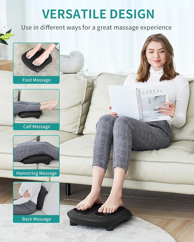 Nekteck Foot Massager with Heat, Shiatsu Heated Electric Kneading Foot Massager Machine for Neuropathy, Plantar Fasciitis, Feet Massage for Pain Relief, Circulation, Gifts for Man Woman Her Birthday