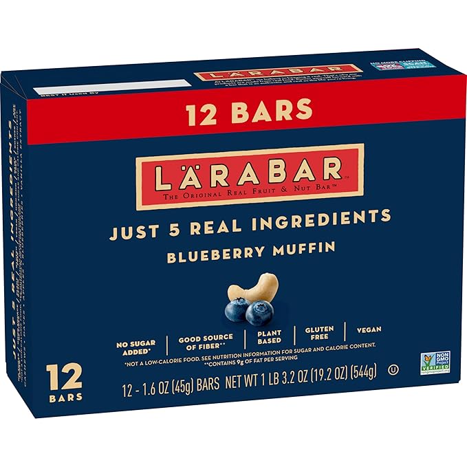 Larabar Blueberry Muffin Fruit and Nut Bars, Gluten Free and Vegan, 19.2 oz, 12 Ct