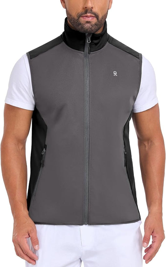 Little Donkey Andy Men's Water-resistant Outerwear Vests, Stretch Windproof Vest for Cycling, Running, Golf