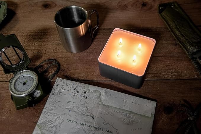 SE 4 Wicks Survival Candle in Tin Box, 48 Total Hours/12 Hours Per Wick Top Layer Soy Wax, Great Light Source Gear for Survival, Camping, Blackout & Peace of Mind