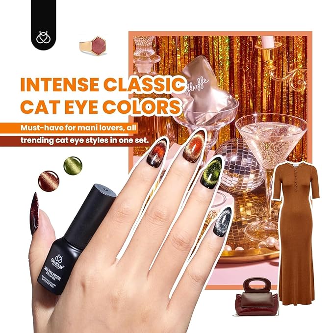 Beetles Cat Eye Gel Nail Polish Set - 20 Colors Christmas Glitter Red Green Blue Brown Black Nude Pink Magnetic Base Matte Glossy Top Coat Lush Velvet Soak Off UV Manicure Salon Gift for Women