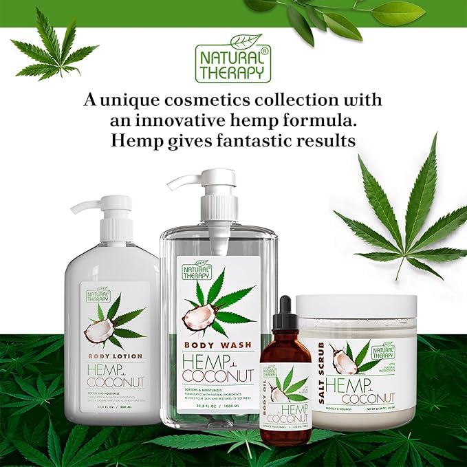 Natural Therapy Body Lotion for Women and Men with Hemp & Coconut Oils – Moisture Skin Care - Maximum Hydration Nourishing Body Moisturizer with Dead Sea Minerals – All Skin Types (16.9 fl. oz)