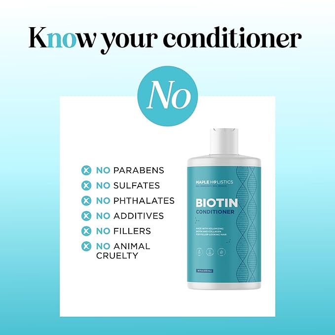 Biotin Conditioner for Thinning Hair - Volumizing Conditioner for Fine Thin & Weak Hair - Sulfate Paraben & Silicone Free with Nourishing Plant Proteins Argan Oil Green Tea & B Vitamins (16 Fl Oz)