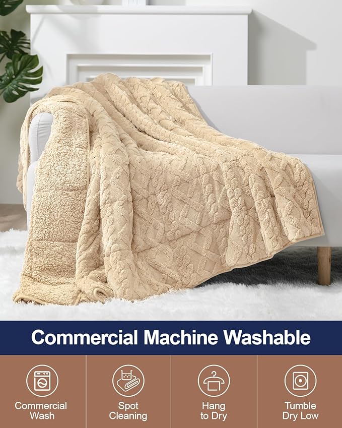 Super Fuzzy Soft Sherpa Fleece Weighted Blanket, 15 lbs Dual Sided Fluffy Heavy Weighted Blankets for Adults - No Bunching with Double Layers of Soft Inner Lining (48"x 72", 15 Pounds)