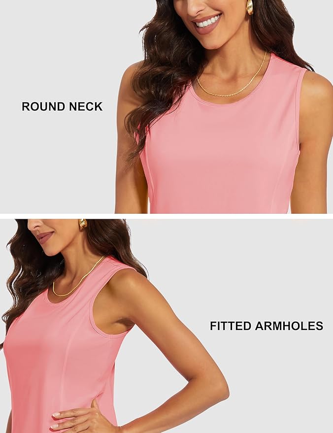 MAGCOMSEN Women's Sleeveless Workout Shirts UPF 80+ Dry Fit Running Wicking Tank Tops Athletic Gym Summer