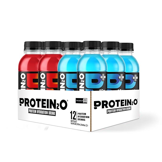 Protein2o 15g Whey Protein Isolate Hydration Drink Plus Energy & Focus, 350mg of Electrolytes, Vitamins B5 & B6, Sugar Free, Energy Variety Pack, 16.9 oz Bottle (Pack of 12)