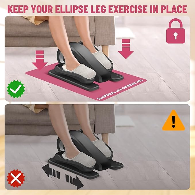 Under Desk Elliptical Mat - Non-Slip Exercise Equipment for Peloton Bike, Small Exercise Mat for Desk Workout Equipment