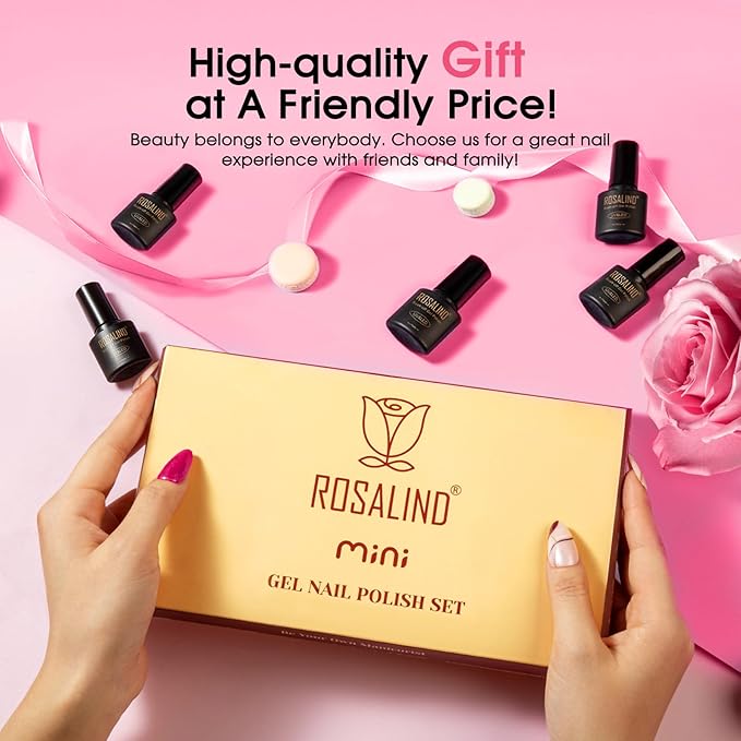 ROSALIND Pink Gel Nail Polish Set, 12 Colors Hot Pink Glitter Pink Gel Polish Gel Polish Set Soak Off Spring Gel Nail Polish Collection