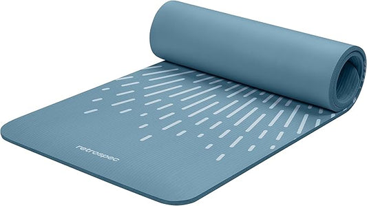 Retrospec Solana Yoga Mat 1/2" Thick w/Nylon Strap for Men & Women - Non Slip Exercise Mat for Yoga, Pilates, Stretching, Floor & Fitness Workouts
