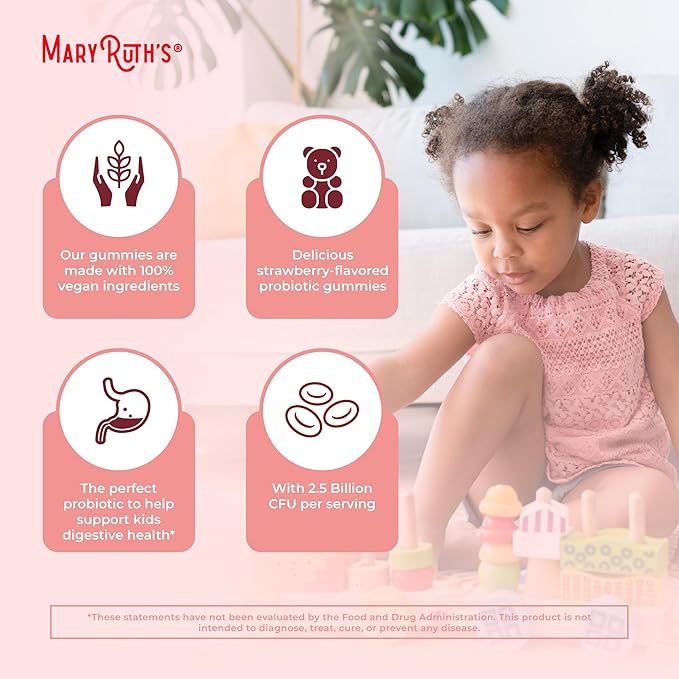 MaryRuth Organics Kids Probiotics for Digestive Health | USDA Probiotic Gummies | 2 Month Supply | Kids Probiotics | Immune Support | Gut Health Supplement | Vegan | Non-GMO | Gluten Free | 60 Count