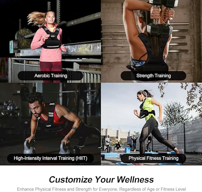 Feyachi Adjustable Weighted Vest - 3-12 lbs/12-20 lbs/20-32 lbs X Type Weight Vest with Reflective Stripe Ideal for Running Workout and Training