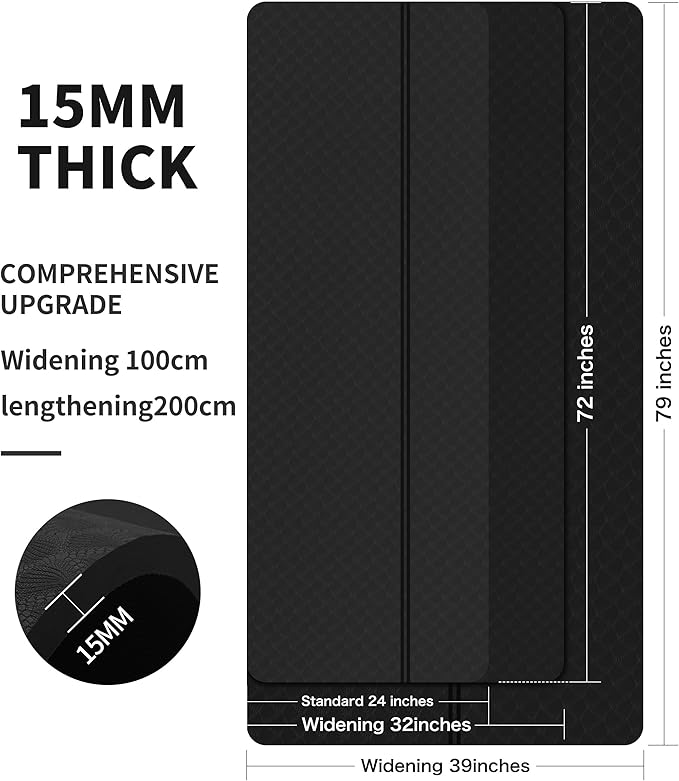 nuveti Large Exercise Mat - 15mm/20mm/30mm Thick Yoga Mat | Workout Mat for Fitness, Yoga, Pilates, Stretching & Floor Exercises for Women & Men with Free Carrying Bag