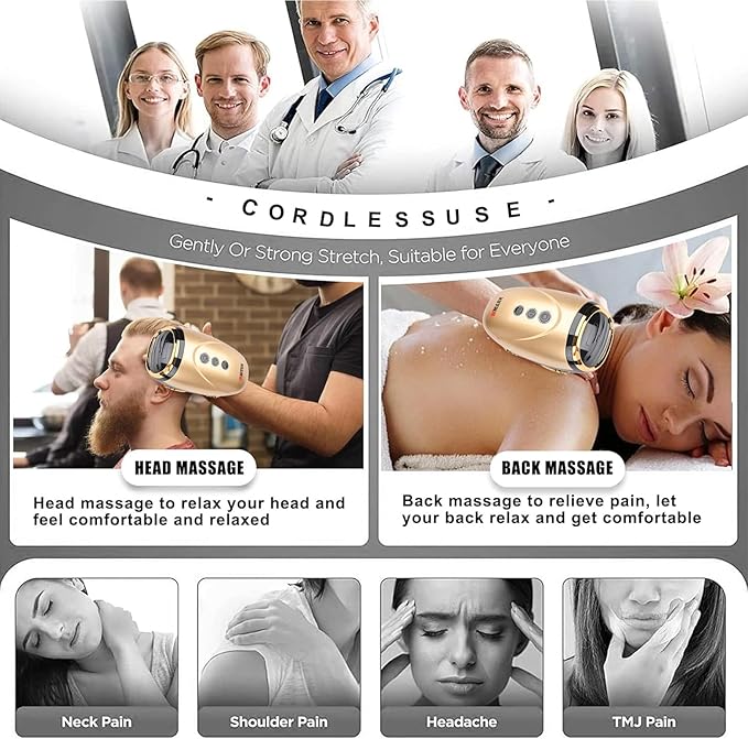 Professional Haircut Massager/Cordless Handheld Massager, Vibration Neck/Legs/Hands/face Massager, 2 Massage nodes 2600AMH（Golden）