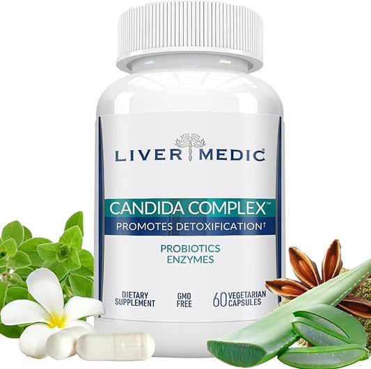 Candida Complex Digestive Enzymes Probiotic Cleanse Supplement Oregano Oil, Wormwood, Black Walnut Hulls, Slippery Elm, Ashwagandha, Caprylic Acid, Grape Seed Extract, NonGMO 120 Caps