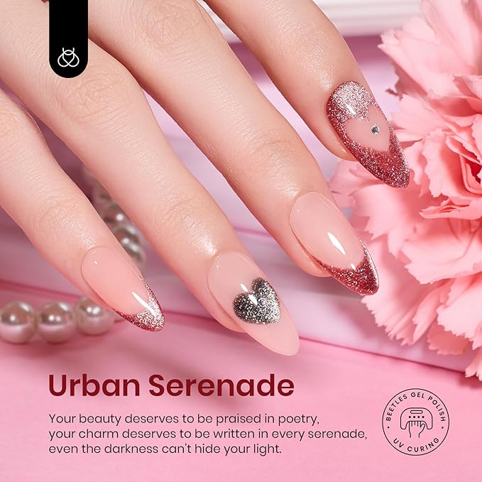 Beetles Cat Eye Gel Nail Polish Set 6 Colors Glitter Red Purple Blue Nail Polish with Magnet Spring Gel Polish Soak Off U V Led Gifts for Women Girls Salon DIY Home