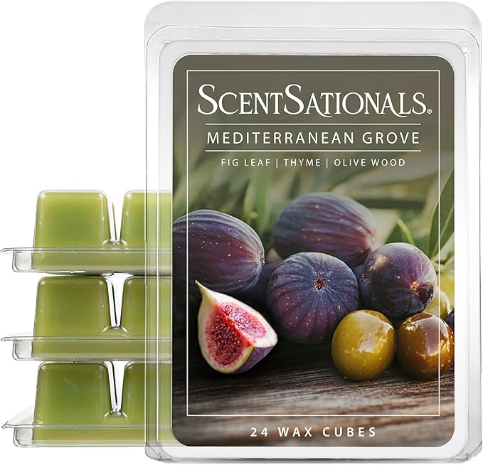 Scentsationals Wax Melts, Wax Cubes Strong Scent – Getaway Collection Mediterranean Grove – Long Lasting Scented Melts for Warmer, 10oz (24-Cubes)