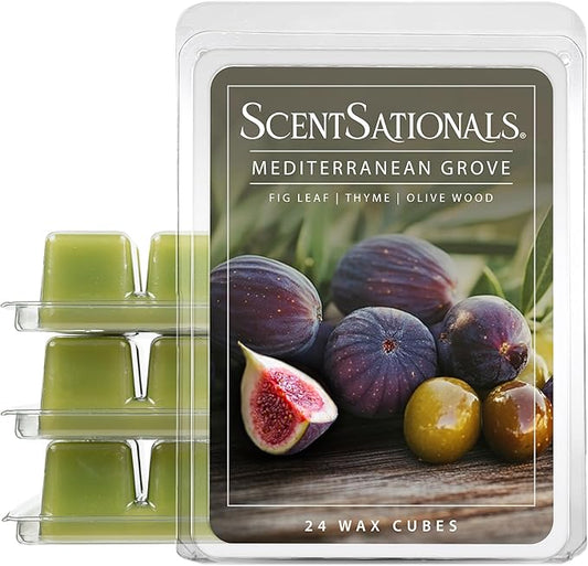 Scentsationals Wax Melts, Wax Cubes Strong Scent – Getaway Collection Mediterranean Grove – Long Lasting Scented Melts for Warmer, 10oz (24-Cubes)