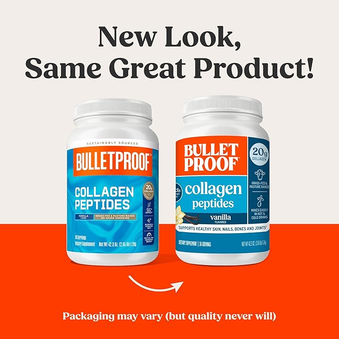 Bulletproof Vanilla Collagen Protein Powder with MCT Oil, 19g Protein, 42.3 Oz, Value Size, Collagen Peptides and Amino Acids for Healthy Skin, Bones and Joints