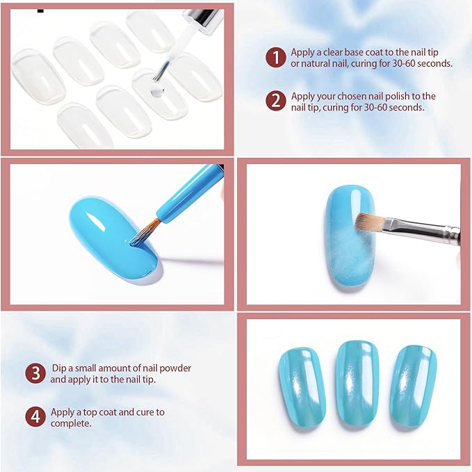 Artdone Chrome Nail Powder Moonlight Blue Sample Size 0.3 gram Iridescent Aurora Powder Metallic Mirror Effect Pigment Pearlescent Mermaid Pearl Glitter Dust Kit