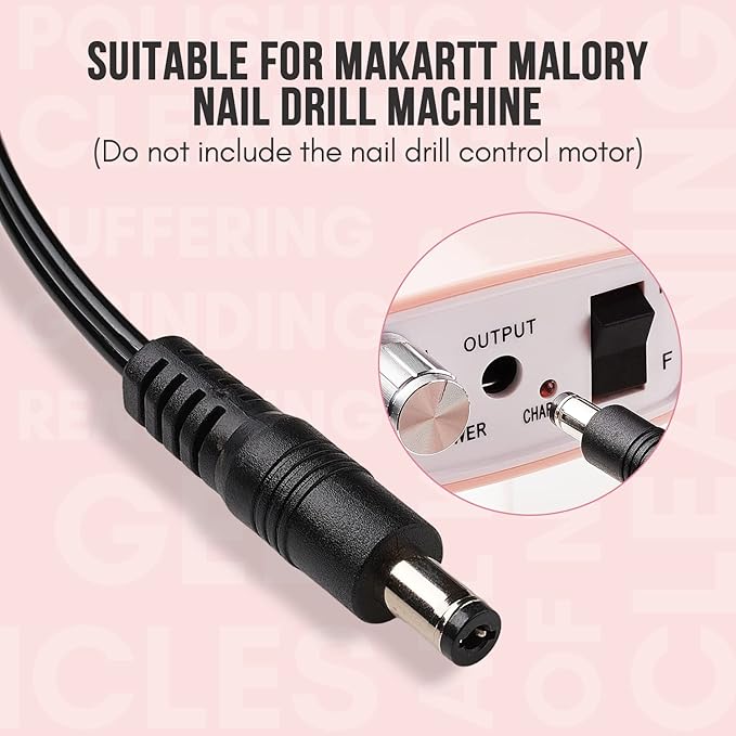 Makartt Nail Drill Handpiece for Malory, 30000RPM Rechargeable Electric File Machine Replacement for Manicure Art Tool, Professional Gel Polish Acrylic Powder Remover
