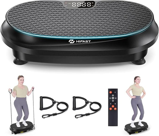 Curved Vibration Plate Exercise Machine, XL Vibration Plate 400 lbs Capacity with 9 Auto Modes and 120 Adjustable Speeds, Whole Body Vibration Plate Machine for Home Women Men