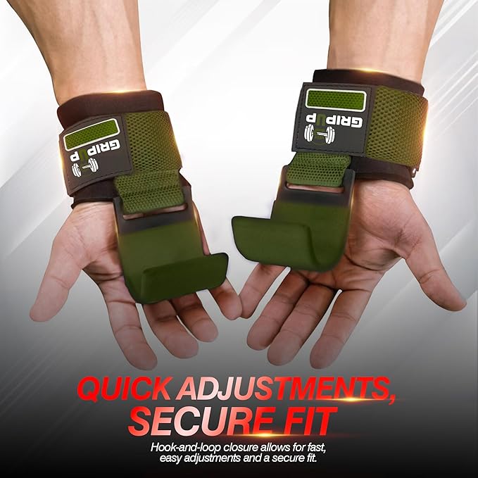 Weight Lifting Hooks – Heavy Duty Gym Straps for Deadlifts, Pull-Ups, Rows & Strength Training Secure Grip Support for Weightlifting, Powerlifting CrossFit Nylon & Neoprene Padding