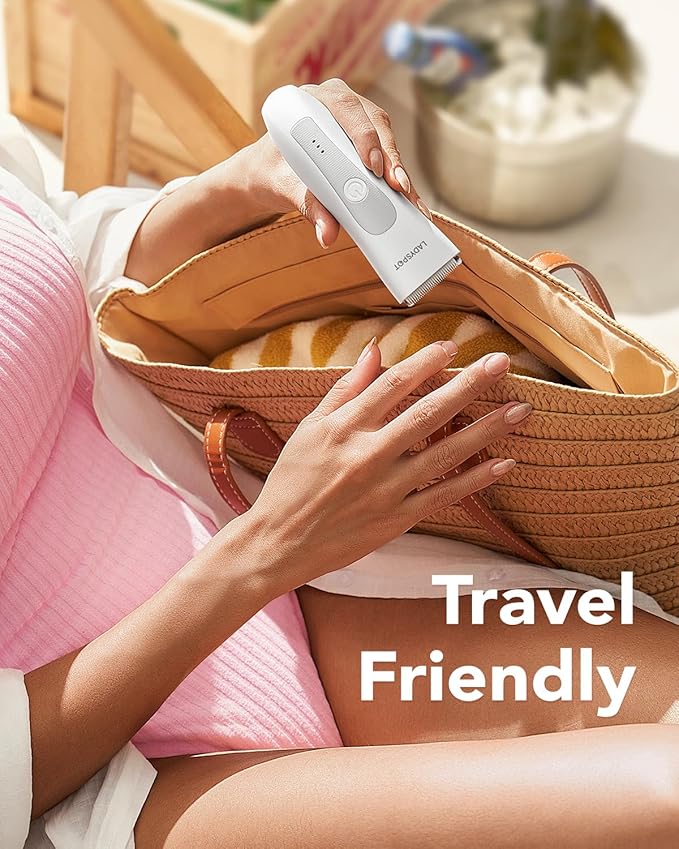 LADYSPOT™ Hair Finishing Trimmer Electric Shaver for Women, Women Shaving Sets, with 3 Guard and Replaceable Ceramic Blade Heads, LADYSPOT™ Pubic Hair Trimmer Kit Sets-(White)