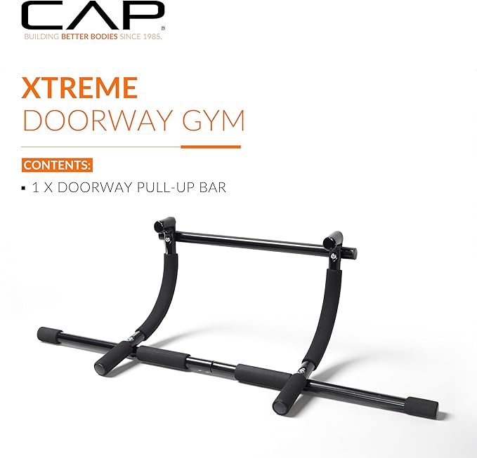 CAP Barbell Xtreme Doorway Pull-Up Bar | Portable Door Frame Chin-Up & Push-Up Bar for Home Gym | 300 lb Capacity Calisthenics Strength Equipment | No-Drill Indoor Workout Trainer