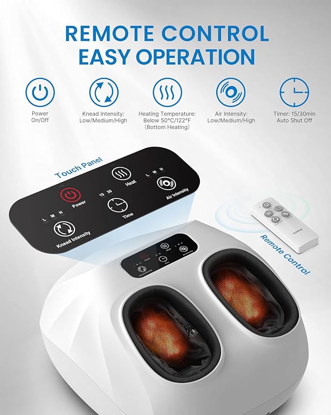RENPHO Foot Massager Machine with Heat [2025 Upgraded], Shiatsu Foot Massager for Plantar Fasciitis, Birthday Gifts for Women, Wireless Control, Up to Size 14, WH