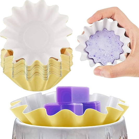 Boao Wax Melt Liners Reusable Wax Warmer Containers Leakproof Cups for Scented Candle, Paper Holders for Electric Pluggable Melter and Burner(Yellow,25 Pieces)